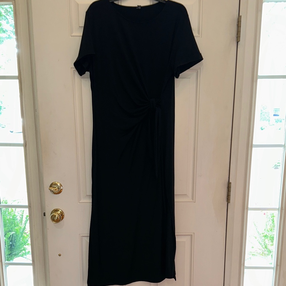 Women's Black Maxi Dress with Side Twist Detail